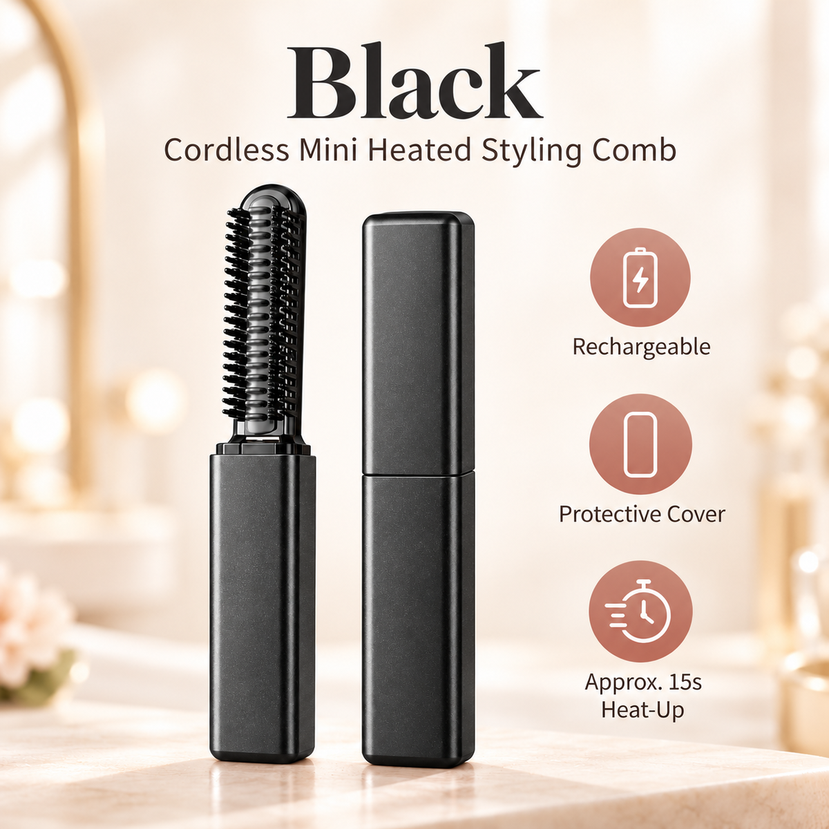 Cordless Mini Heated Styling Comb For Bangs & Touch-Ups