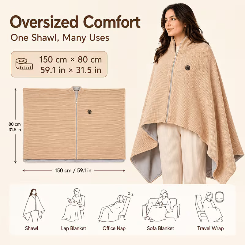 Wearable shawl size guide and ways to wear the wrap