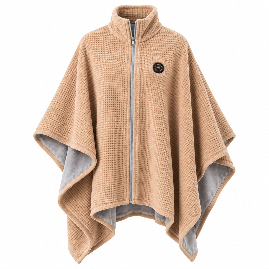 Beige heated shawl full product view