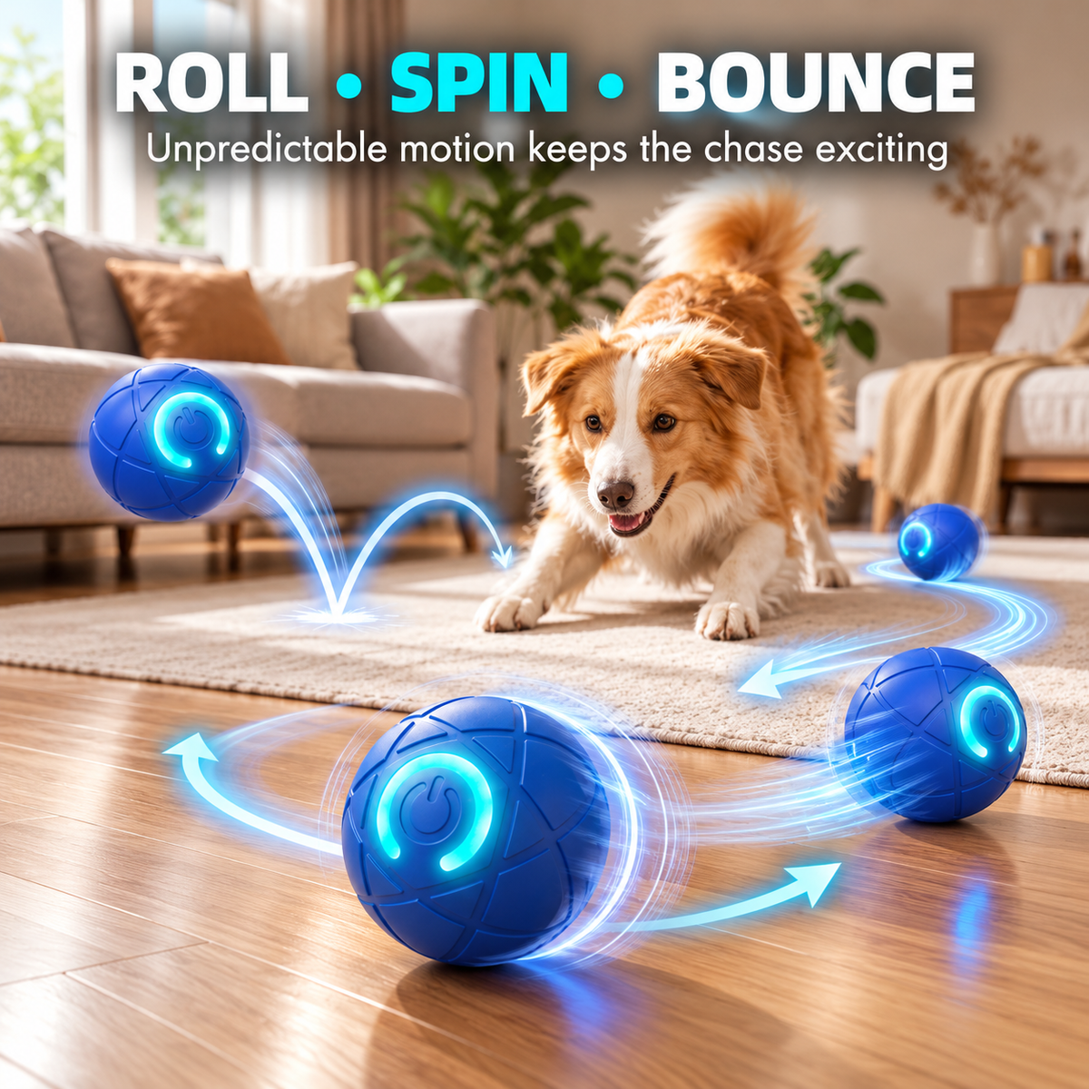 Self-Moving Interactive Dog Ball – USB Rechargeable Pet Toy