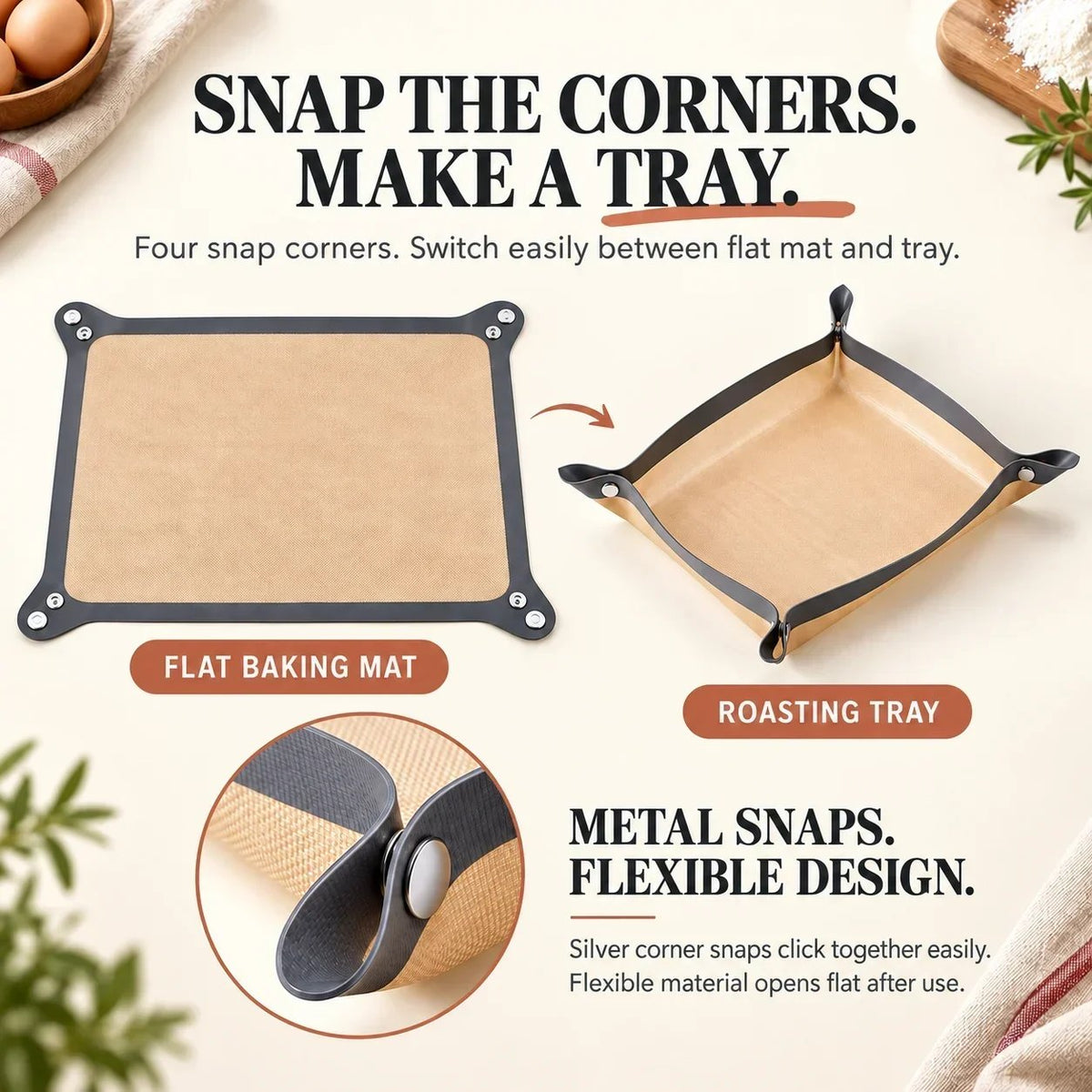 2-in-1 Foldable Silicone Baking Tray