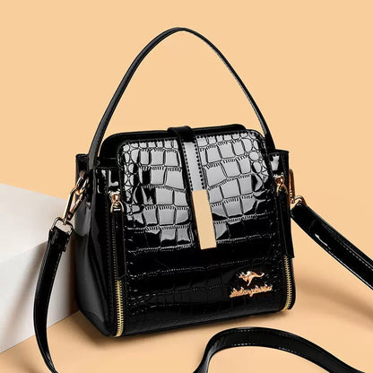 Premium Damenhandtasche in Kroko-Optik mit verstellbarem Schulterriemen