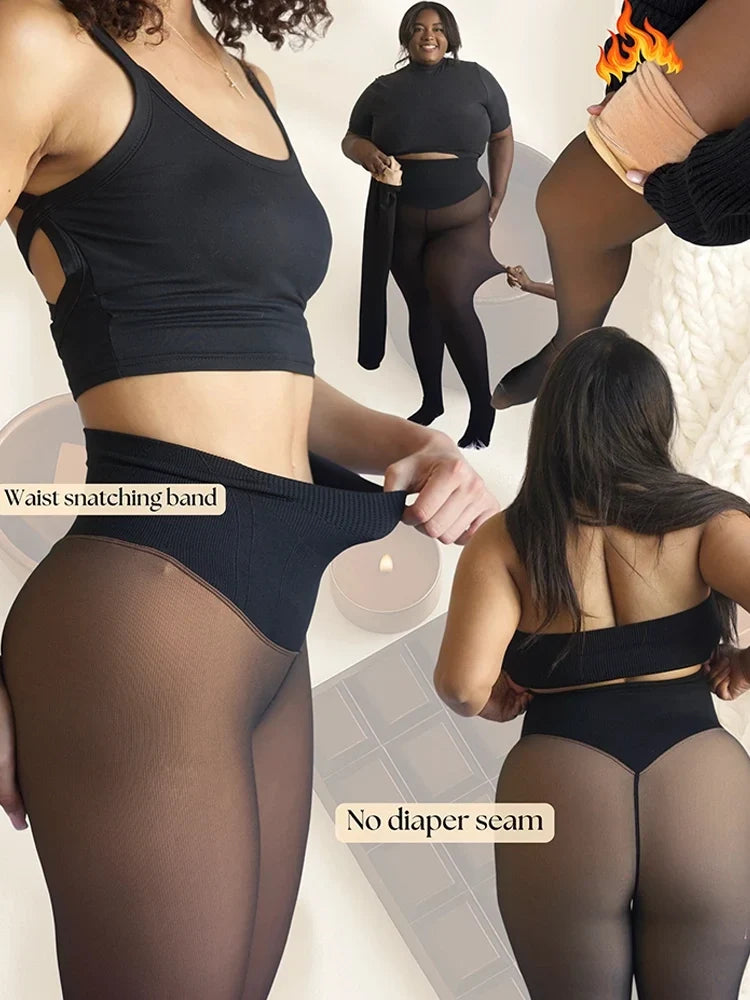 Women’s Magic Fleece-Lined Leggings with Compression Band & One-Seam Design
