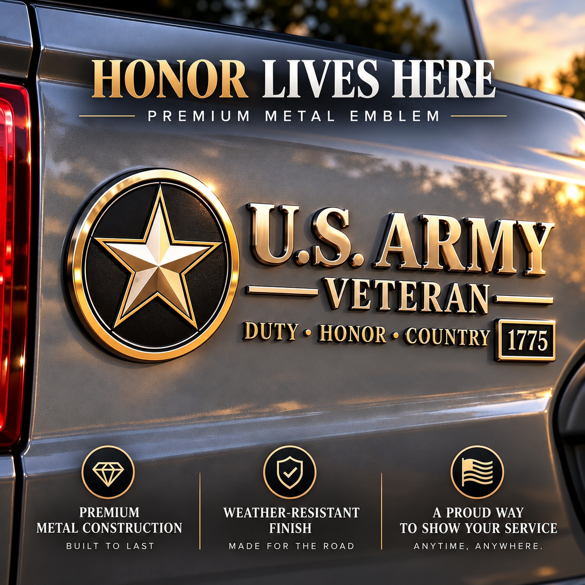 🇺🇸🎖️ Veteran Honor 3D Metal Car Emblem – A Tribute to Service & Pride