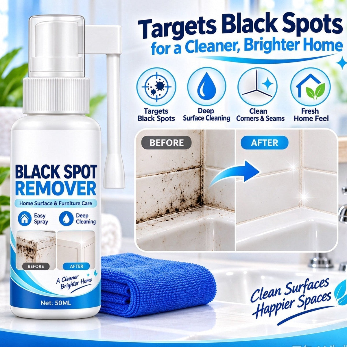 💥Household Mould Remover Spray – breaks down black mould & grime on tiles, walls, frames & furniture