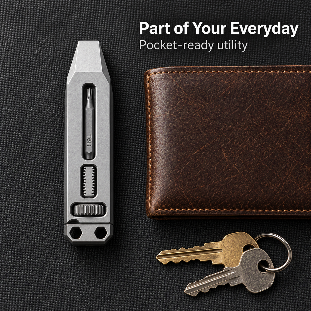 🪛Pocket Titanium Pry Bar Multi-Tool | 4-in-1 Bottle Opener & Wrench | Grade 5 Titanium | Keychain Everyday Carry
