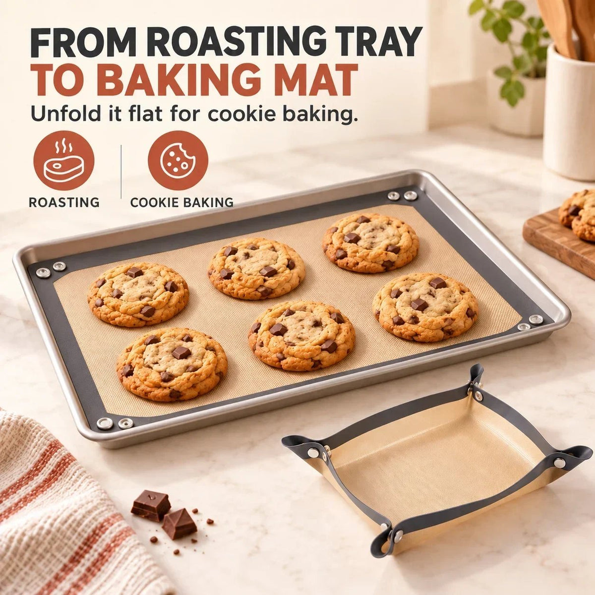 2-in-1 Foldable Silicone Baking Tray