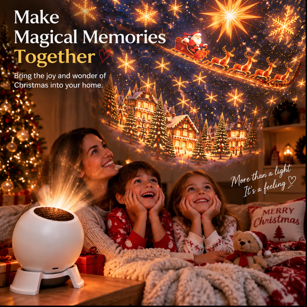 💥Christmas Projector Night Light - 360° Adjustable HD Holiday Pattern Ceiling Light 🎅 Indoor Xmas Decoration Lamp for Kids Bedroom, Party & Holiday Gift🔥