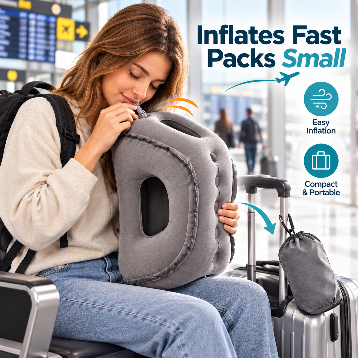 Inflatable airplane sleep pillow – gallery photo 3