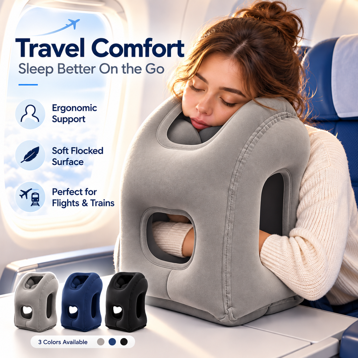 Inflatable airplane sleep pillow – gallery photo 1