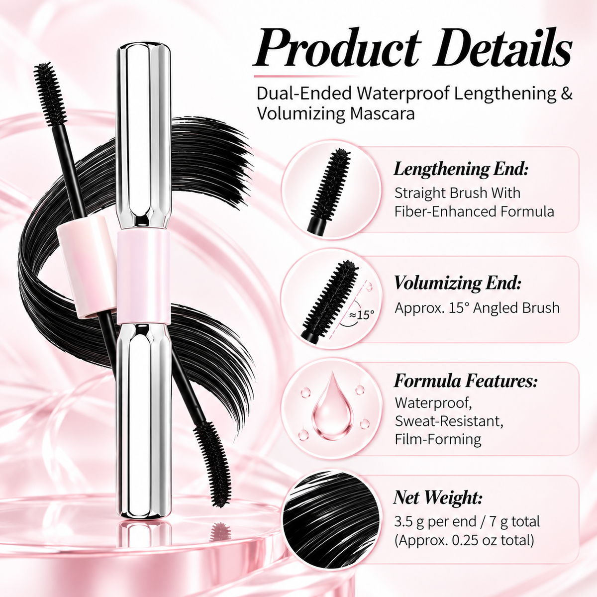 Dual-Ended Waterproof Lengthening & Volumizing Mascara
