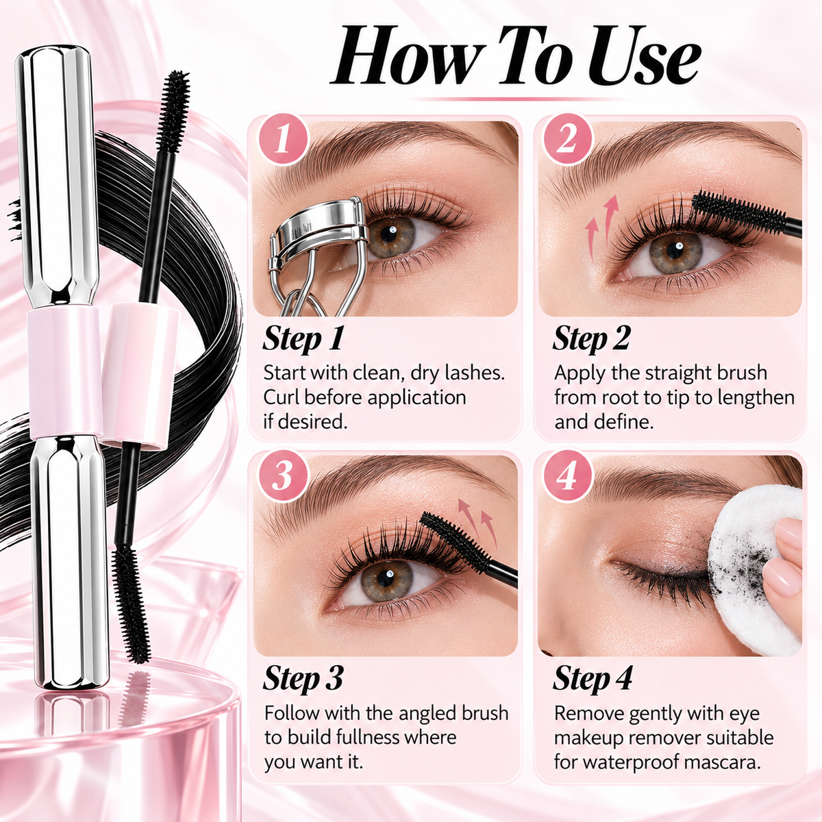 Dual-Ended Waterproof Lengthening & Volumizing Mascara