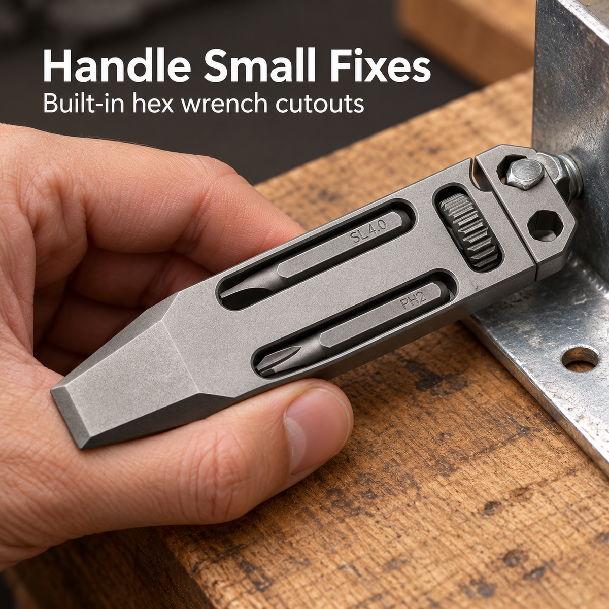 🪛Pocket Titanium Pry Bar Multi-Tool | 4-in-1 Bottle Opener & Wrench | Grade 5 Titanium | Keychain Everyday Carry