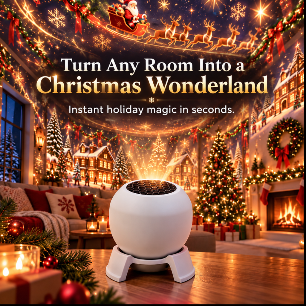 💥Christmas Projector Night Light - 360° Adjustable HD Holiday Pattern Ceiling Light 🎅 Indoor Xmas Decoration Lamp for Kids Bedroom, Party & Holiday Gift🔥
