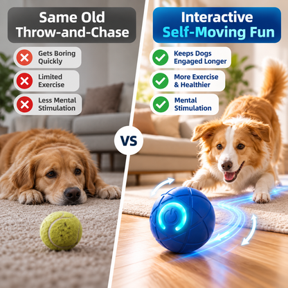 Self-Moving Interactive Dog Ball – USB Rechargeable Pet Toy