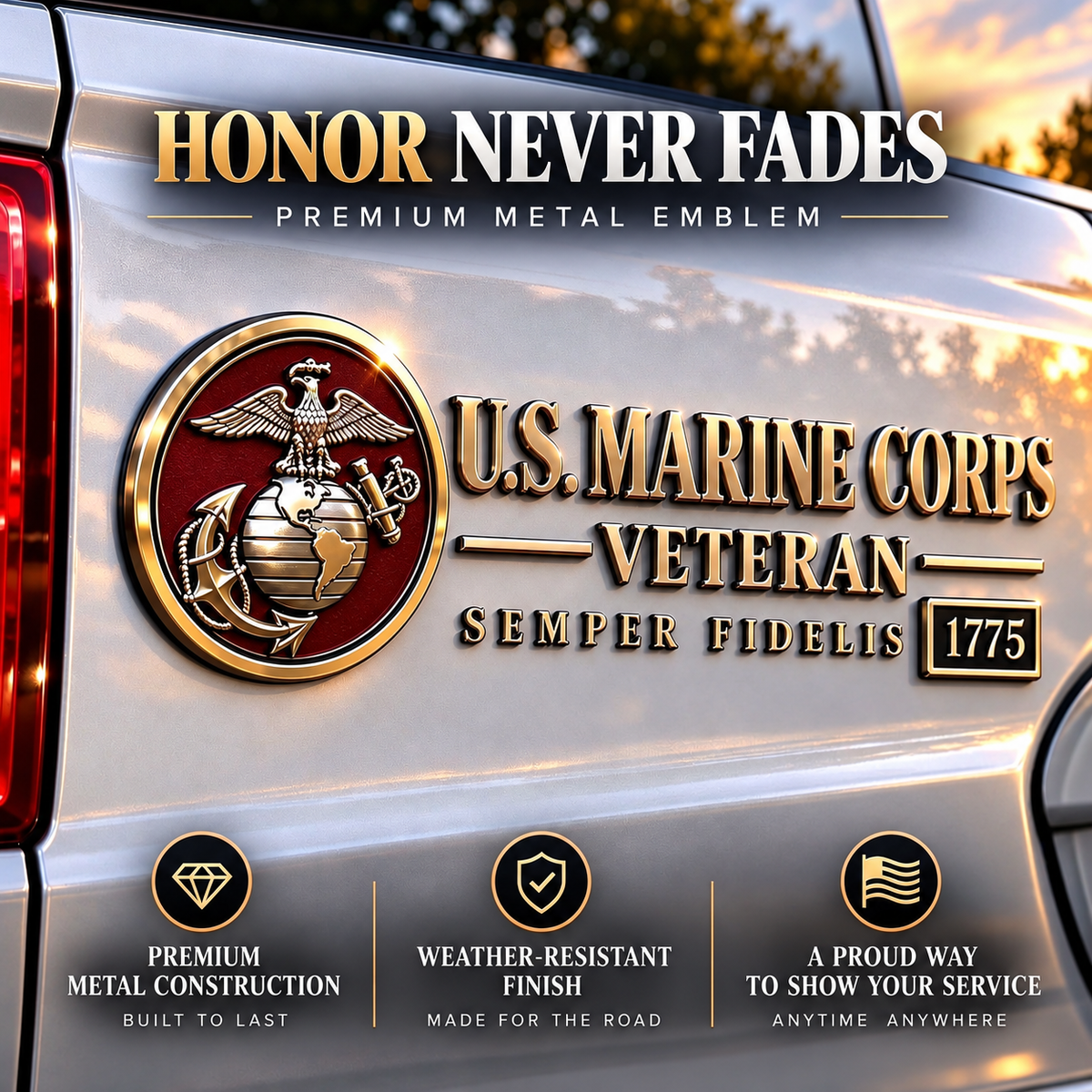 🇺🇸🎖️ Veteran Honor 3D Metal Car Emblem – A Tribute to Service & Pride