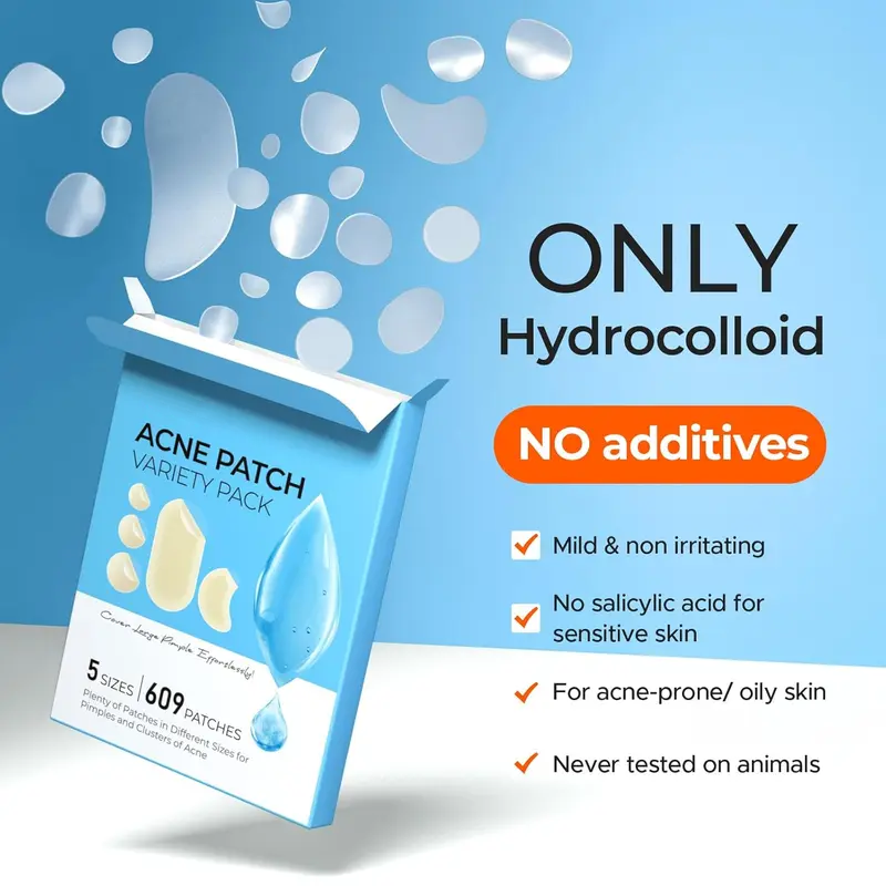 609 Count Pimple Patches for Face, Hydrocolloid Acne Patch Bulk