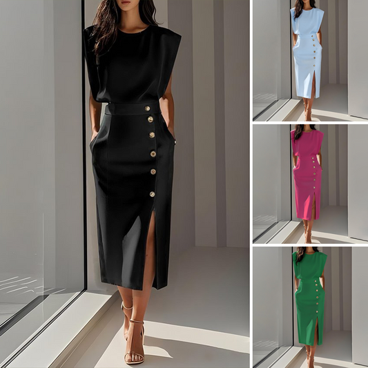 👗 LIMITIERTES ANGEBOT: 50% RABATT! ✨ Midikleid mit Schlitz für Damen – Schmeichelnde Passform, Weicher Stoff & Vielseitig 💃
