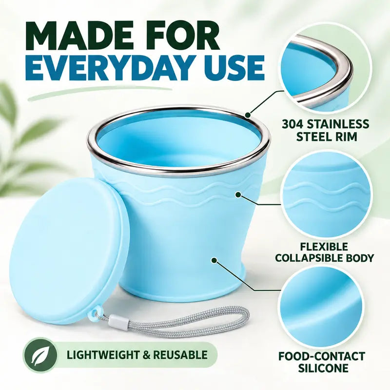 🥤 Collapsible Travel Cup – Compact & Easy to Carry