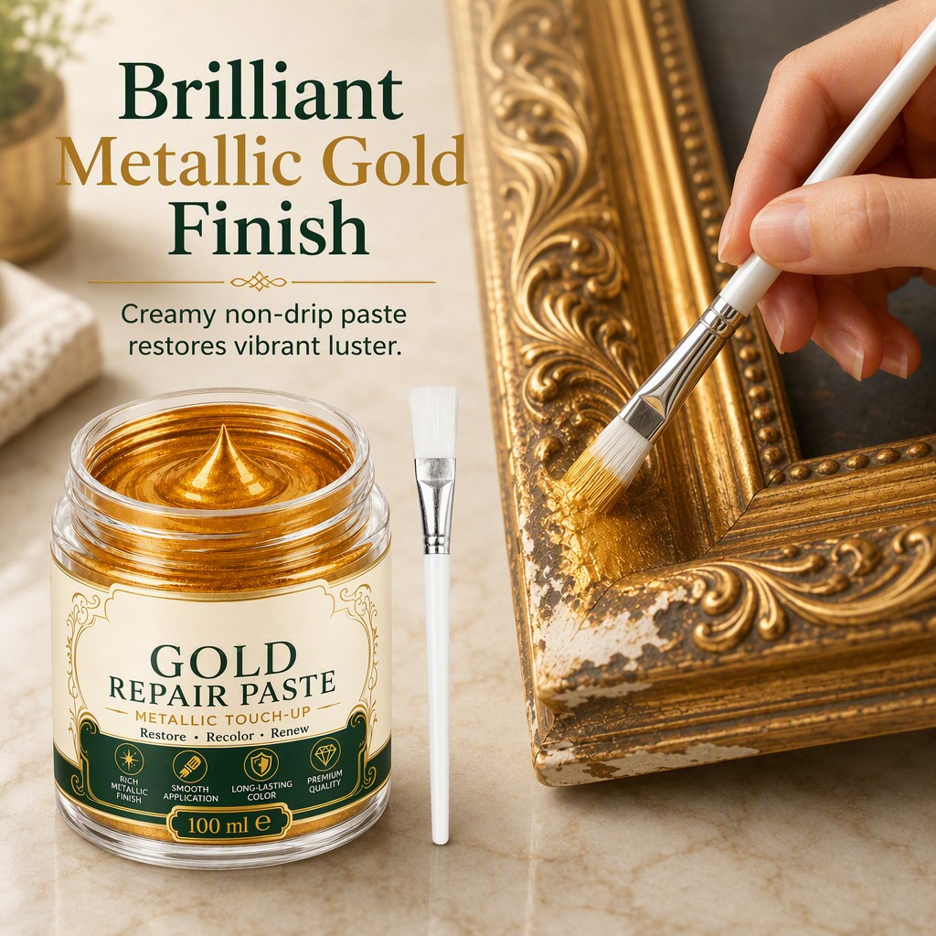 💥 Save 50%!Gold Metallic Repair Paste with Brush – Easy to Apply, Restore Shine & Make It Look Like New – No Professional Tools Needed! ✨🖌️