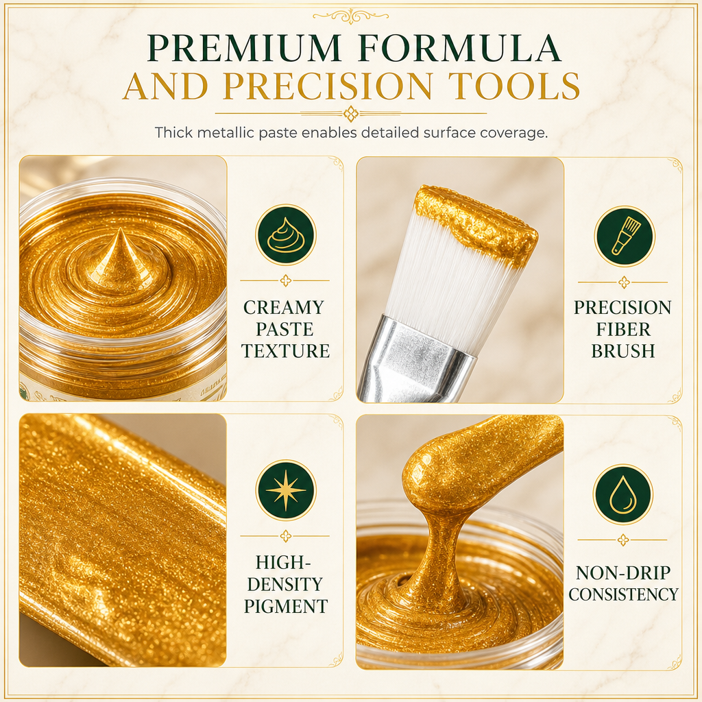 💥 Save 50%!Gold Metallic Repair Paste with Brush – Easy to Apply, Restore Shine & Make It Look Like New – No Professional Tools Needed! ✨🖌️
