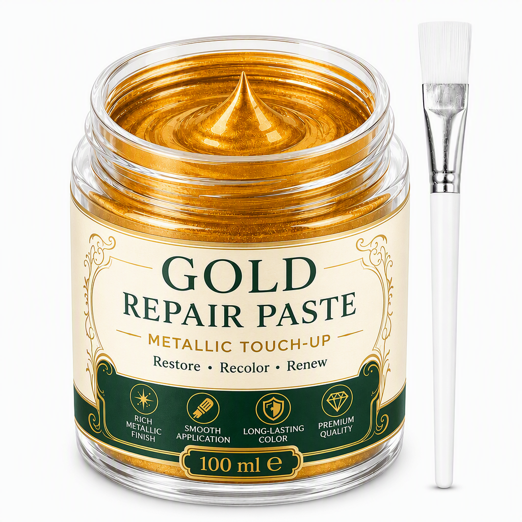 💥 Save 50%!Gold Metallic Repair Paste with Brush – Easy to Apply, Restore Shine & Make It Look Like New – No Professional Tools Needed! ✨🖌️