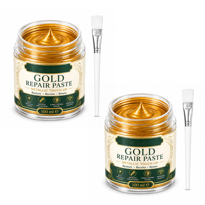 💥 Save 50%!Gold Metallic Repair Paste with Brush – Easy to Apply, Restore Shine & Make It Look Like New – No Professional Tools Needed! ✨🖌️